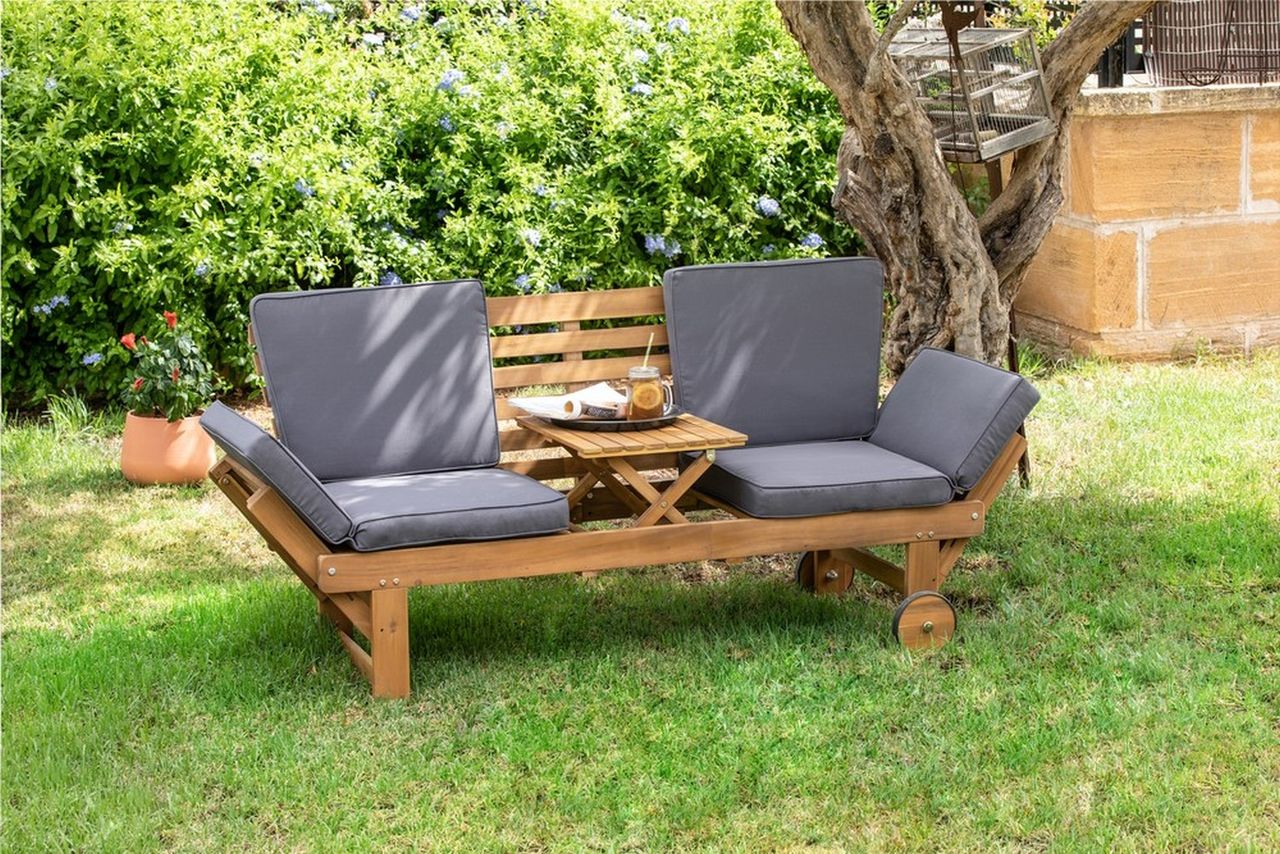 MyFlair Multifunktionsbank mit Rollen Gartenbank 