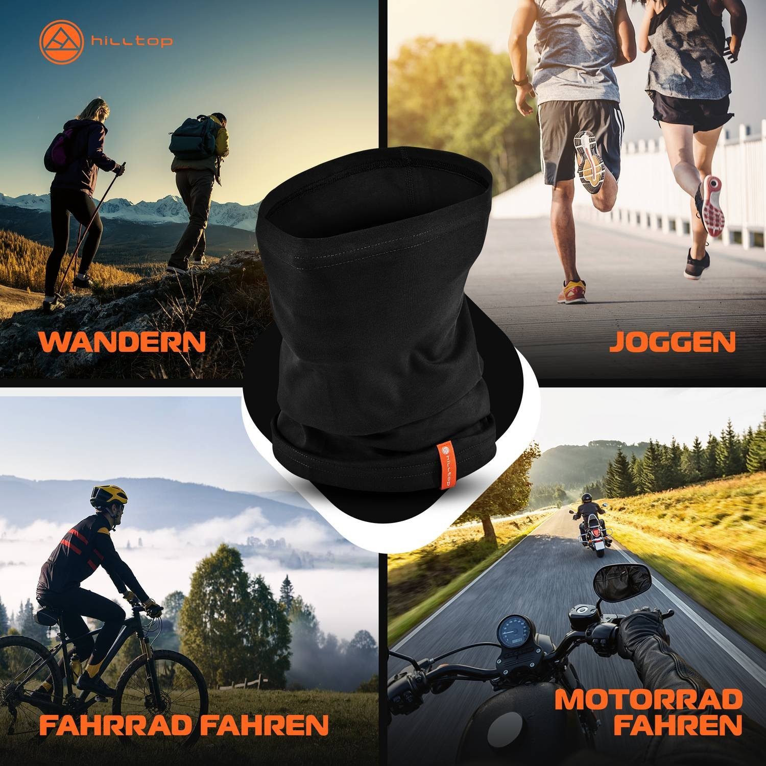 Hilltop Multifunktionstuch Schlauchtuch, Motorradtuch Halstuch, Schal, Bandana, Damen und Herren