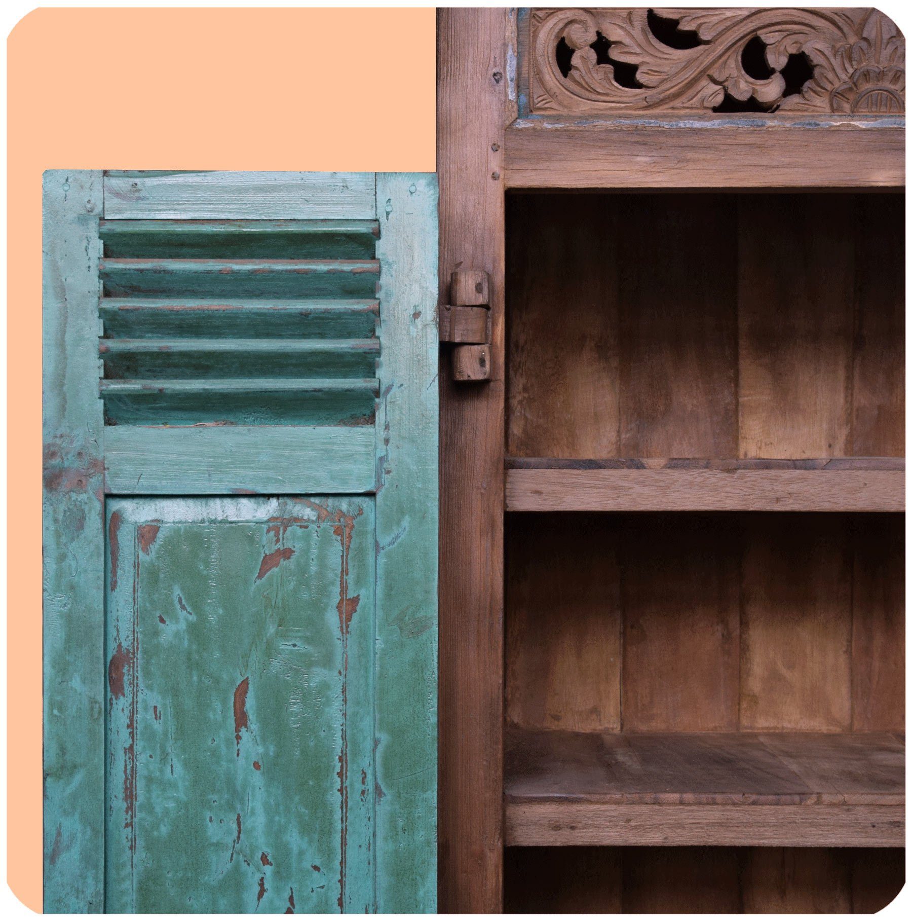 SIMANDRA Bauernschrank Ubud Mod 2. Recycling Teak Holz massiv, Altholz, jedes Stück ein Unikat
