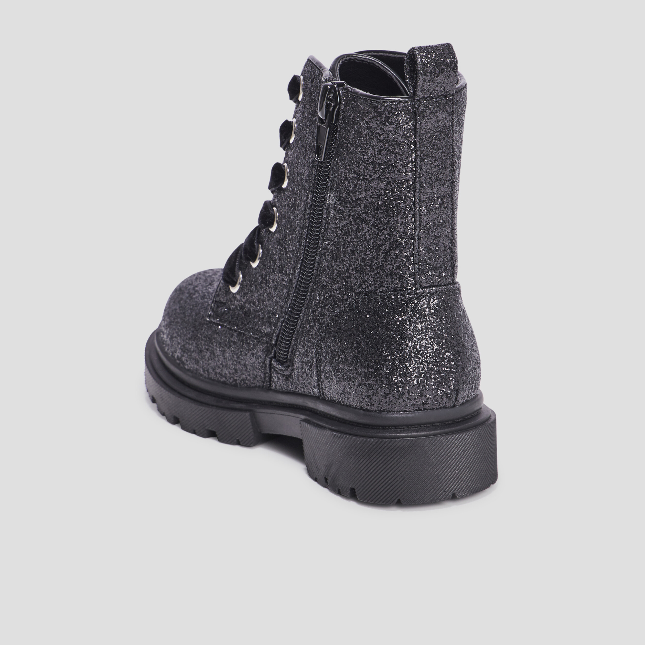 Bottines à paillettes crantées noir fille | La Halle