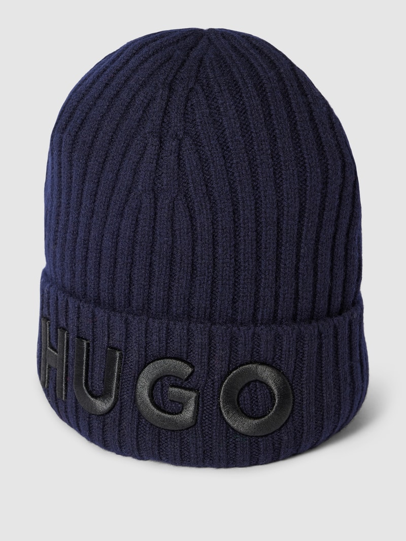 Beanie mit Label-Stitching in marineblau