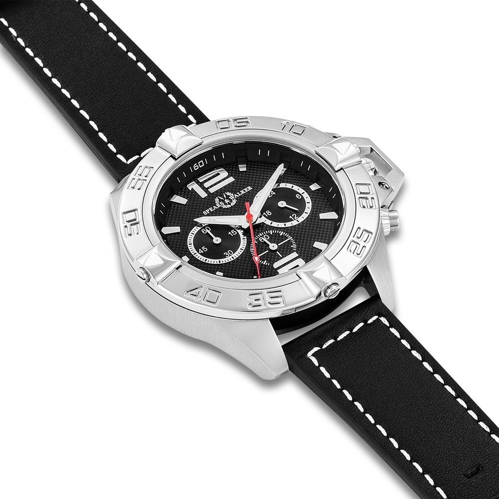Spears & Walker Montre à quartz Varus II en Argent Cuir véritable en Noir Montre