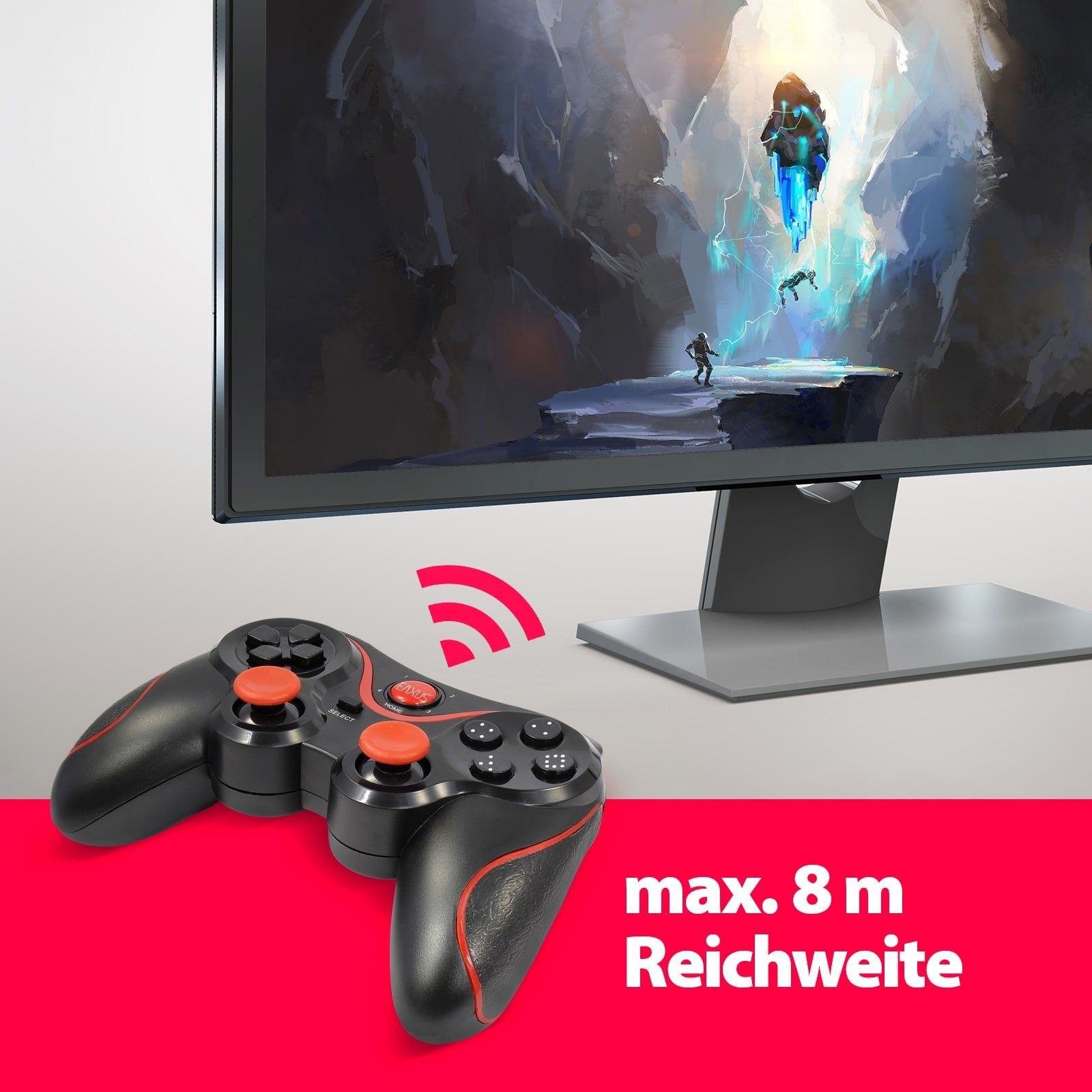 EAXUS Bluetooth Gamepad für Fire TV, Smartphone, Android, Google TV & Co. Controller (inkl. Smartphone-Halterung, Auch für Cloud Gaming, Handy & VR)