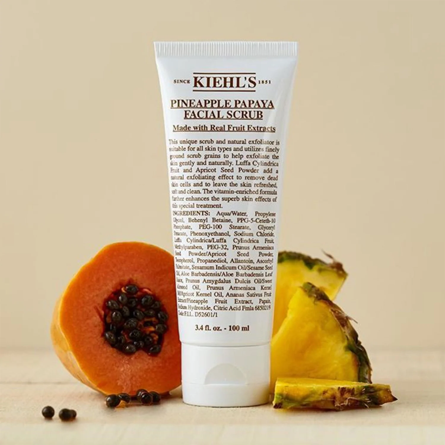 Rengöringsmedel / Exfolierande Ananas- och Papayaansiktsskrubb - Ansiktsexfoliering