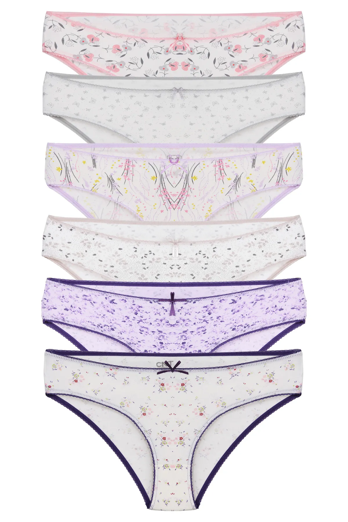 CNT  6-teiliges Bikini-Höschen für Damen, Sonderpaket in gemischter Farb- und Blumenmusterverpackung