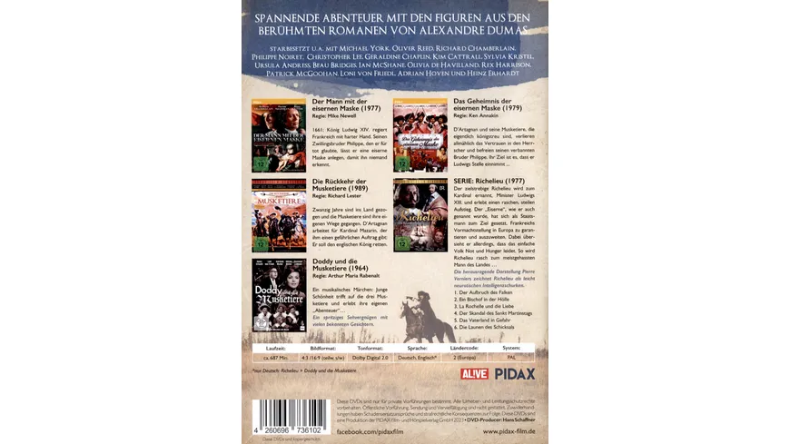 Einer für alle - Die Musketiere Collection / Spannende Abenteuer mit den Figuren aus den Romanen von Alexandre Dumas  [7 DVDs]