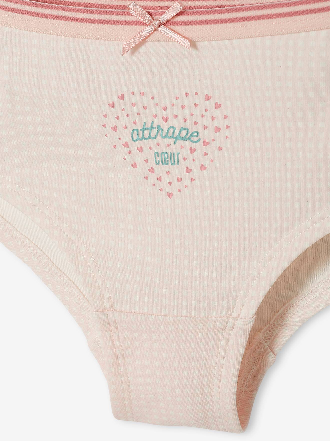Lot de 5 shorties coeurs fille lot rose et blanc