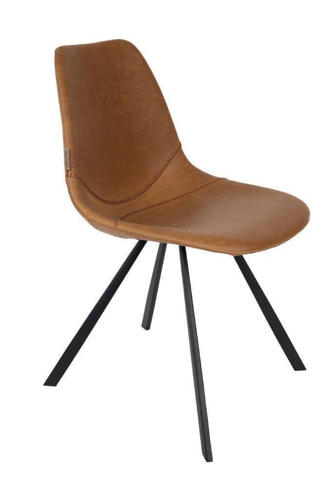 Dutchbone Schalenstuhl Vintage Esszimmerstuhl FRANKY Kunstleder braun von DutchBone