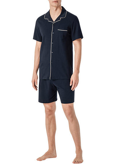 Schiesser, Pyjama, Baumwolle, dunkelblau