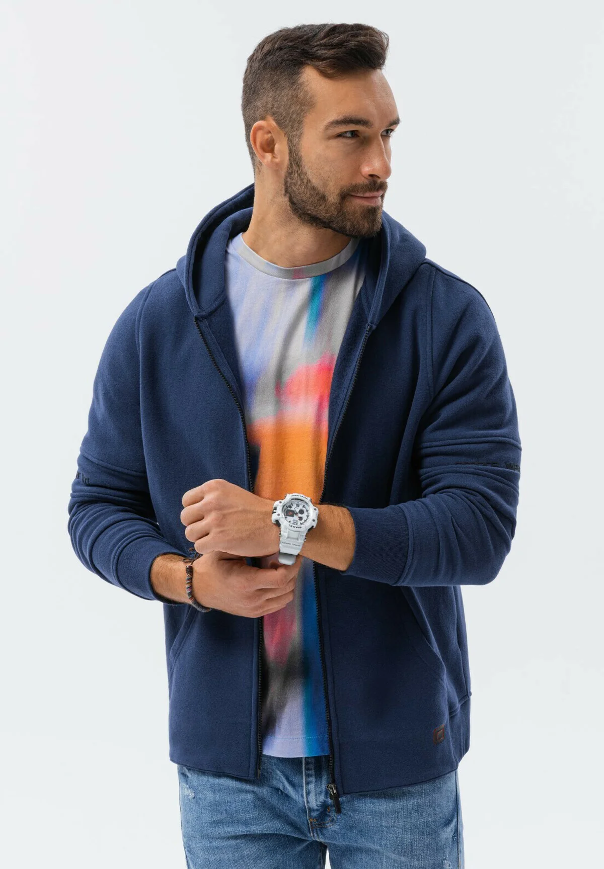 Sudadera con cremallera y estampados ombré