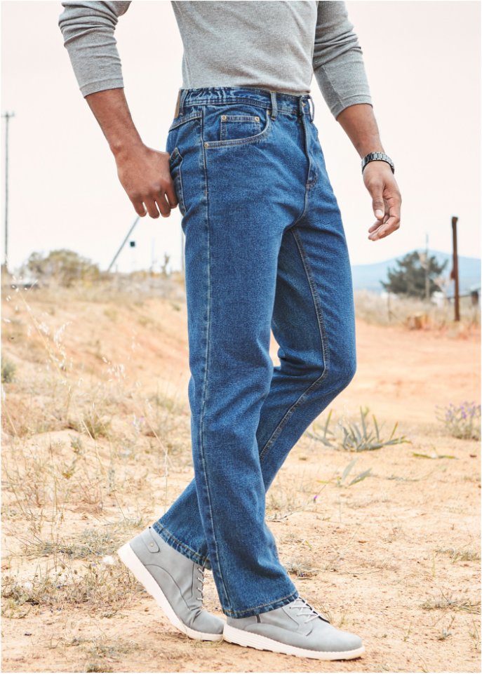 Classic Fit Jeans mit seitlichem Dehnbund, Straight