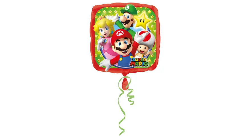 Amscan - Standard Mario Bros Folienballon Quadrat S60 43 cm