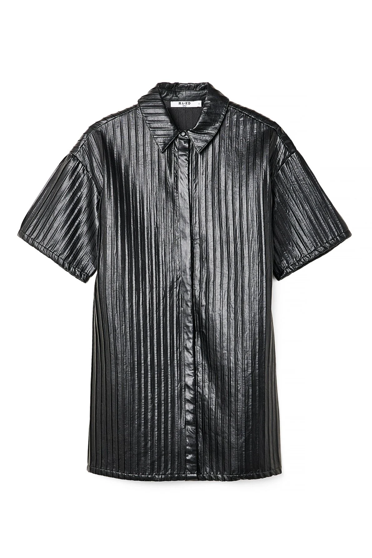 Plissiertes PU-Minikleid