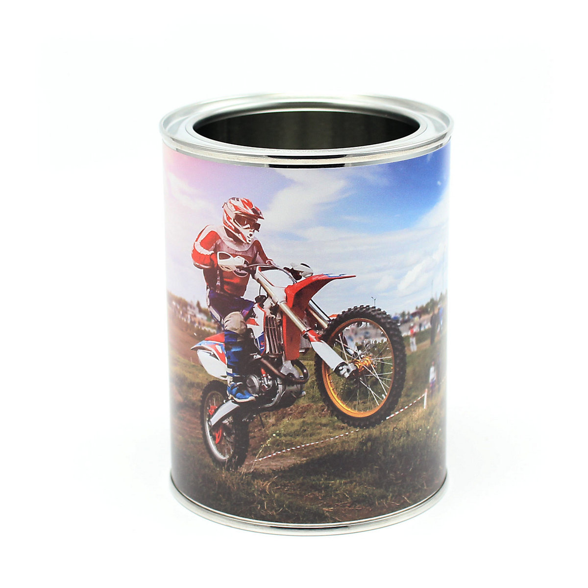 Stiftebecher Motocross Stifteköcher inkl. 12 Dreikant Buntstiften Stifteköcher