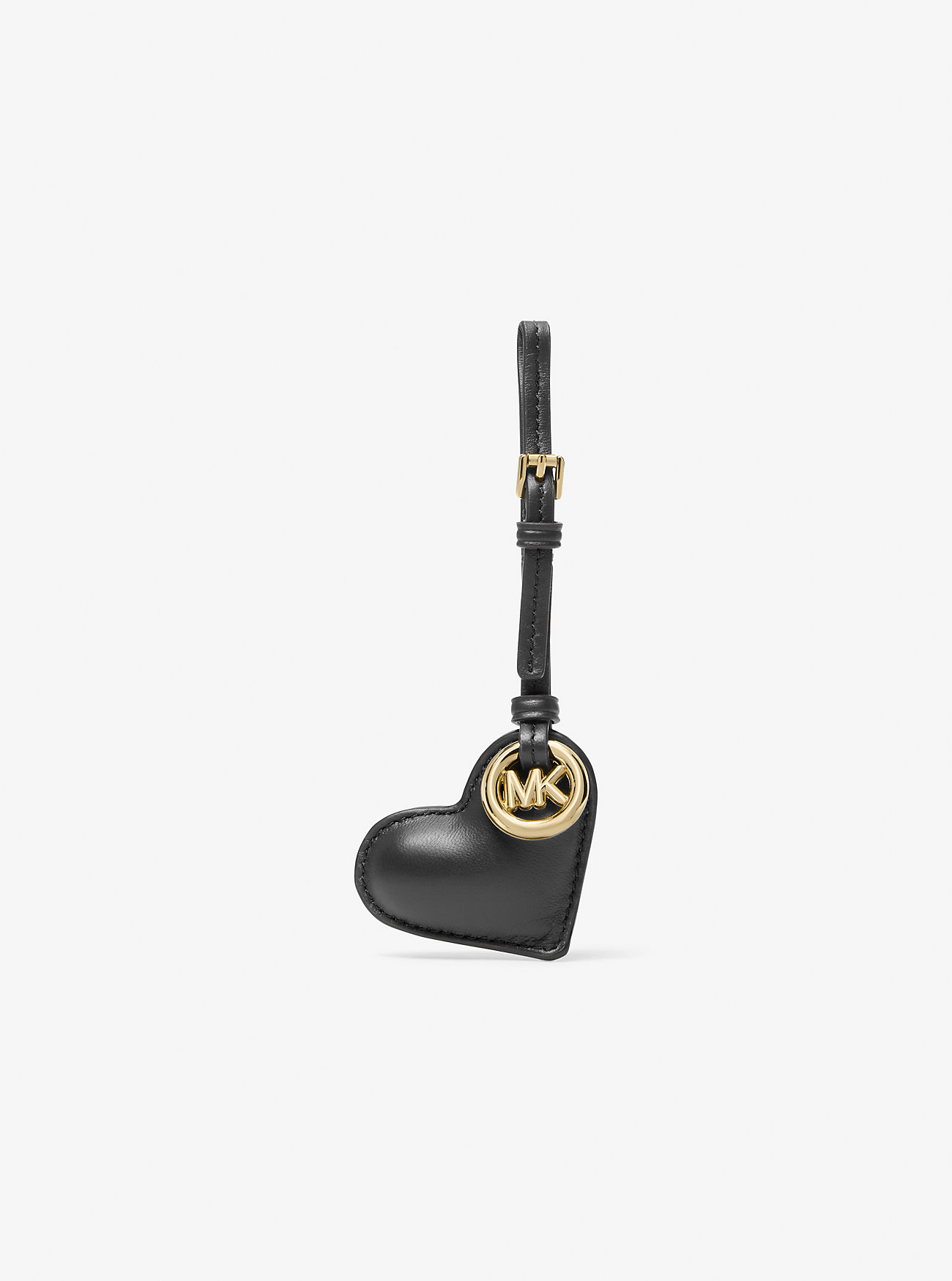 Puffy Heart Leather Bag Charm - SVART