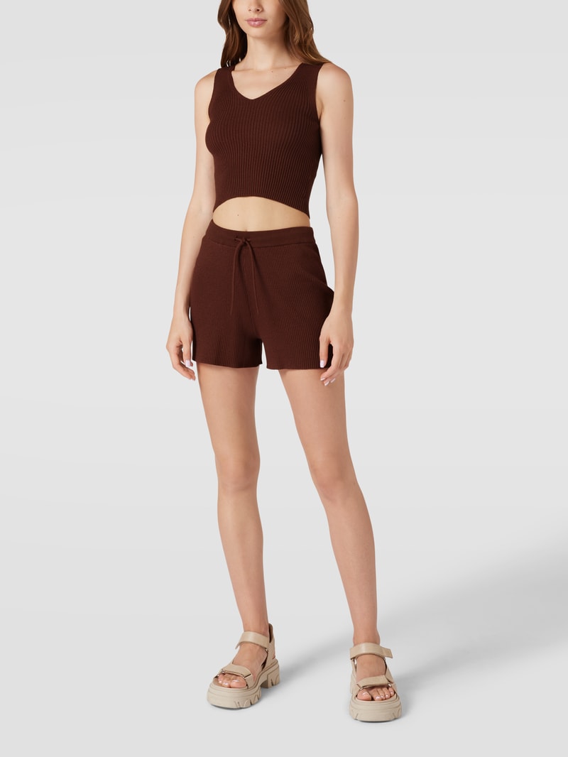 Sweatshorts in Ripp-Optik in schokobraun