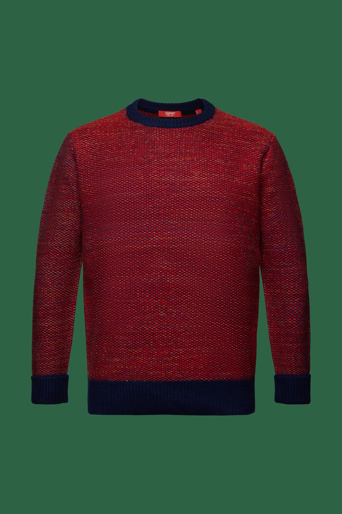 Strukturierter Wollpullover mit Rundhalsausschnitt