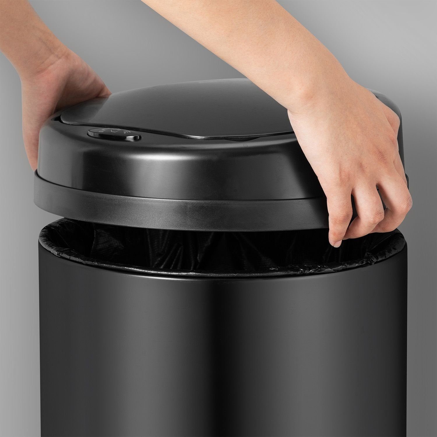 Juskys Mülleimer, 40 L Volumen, mit Sensor, geräuscharmes Öffnen / Schließen, rostfrei