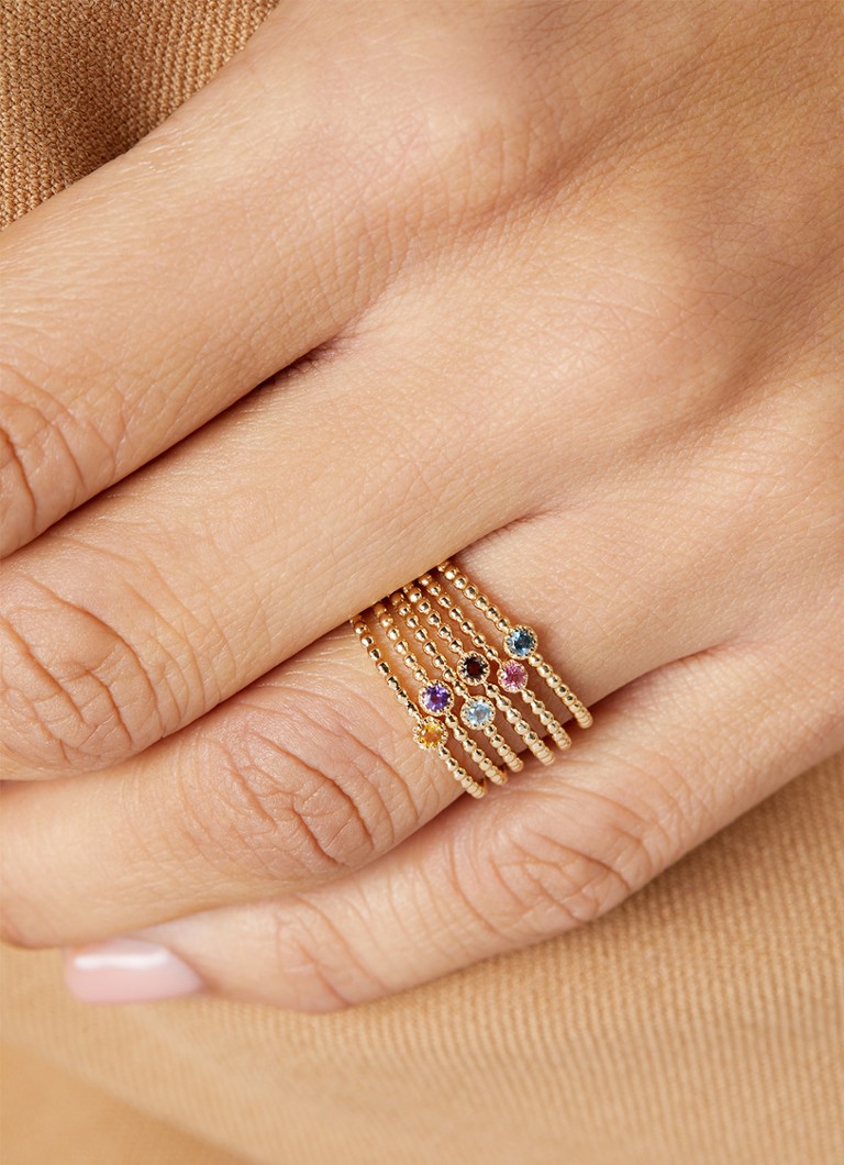 Inel Joy din aur galben cu diamant și turmalină de 0.04ct