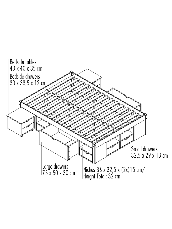 ebuy24 Bett Cluse Holz 209 x 166 cm günstig kaufen onesize