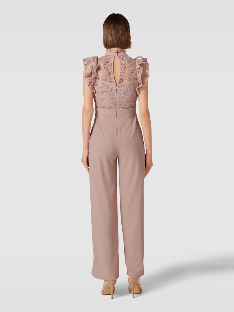 Jumpsuit mit Volantärmeln in rosé