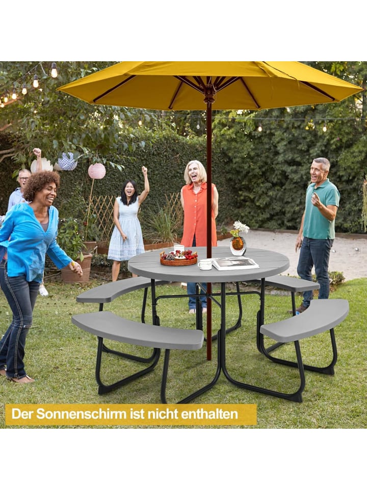COSTWAY Sitzgarnitur HDPE für 8 Personen in Grau günstig kaufen onesize