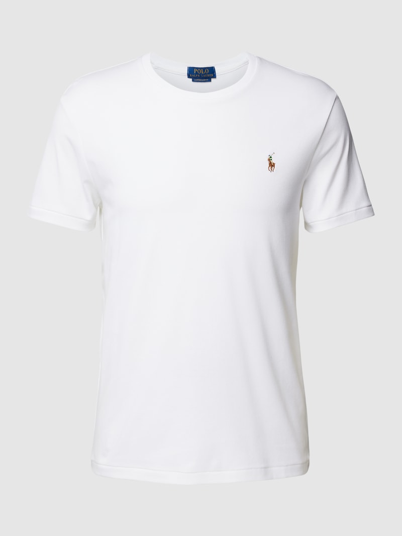 T-Shirt mit Streifenmuster Modell 'PIMA' in weiß