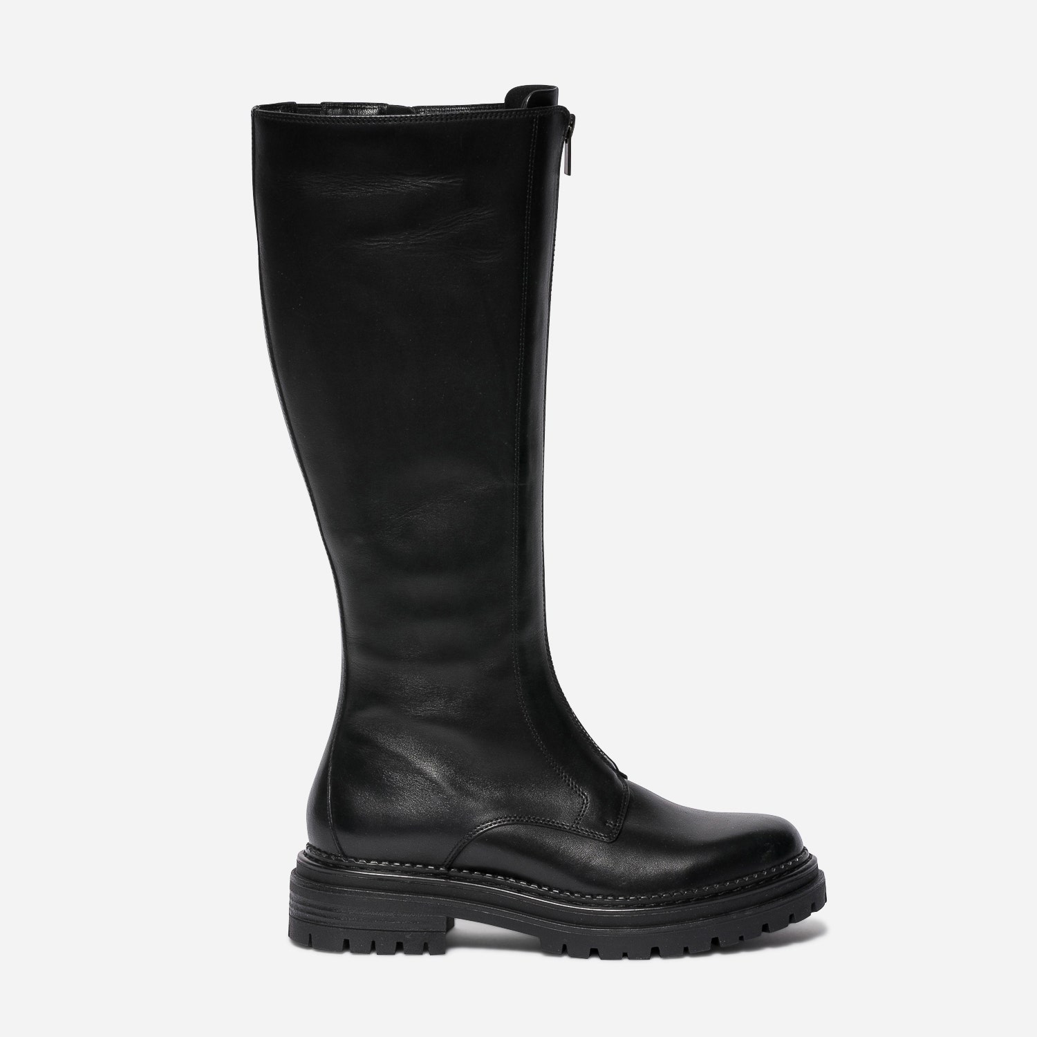 Botte TEXTO noire en cuir à double zip