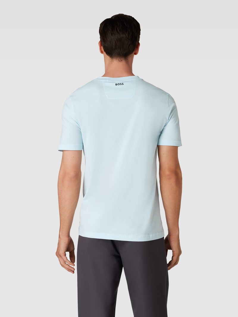 T-Shirt mit Label-Print in hellblau meliert