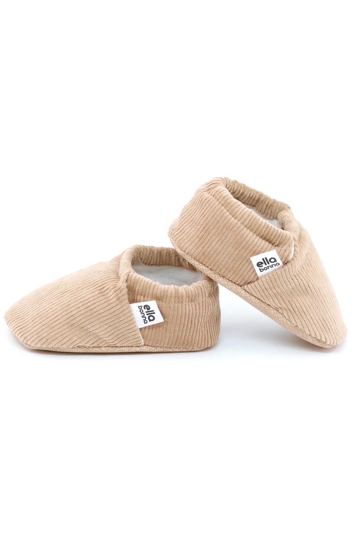 Ella Bonna  Rutschfeste Sohle, Futter aus Bio-Baumwolle, Babyschuhe aus Cord in Beige