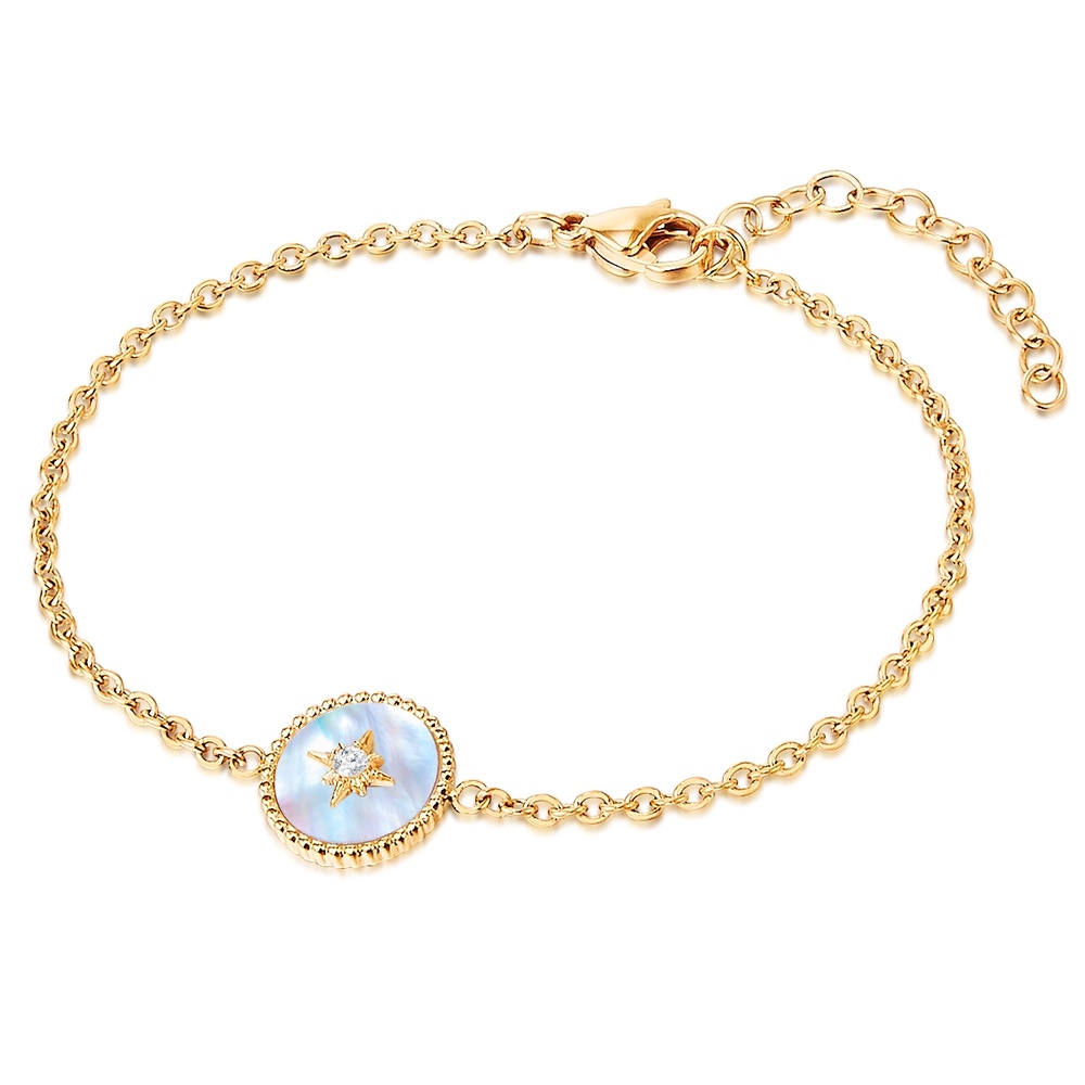 Valero Pearls Bracelet en acier inoxydable Acier inoxydable Preciosa Nacre en Or jaune Bracelet
