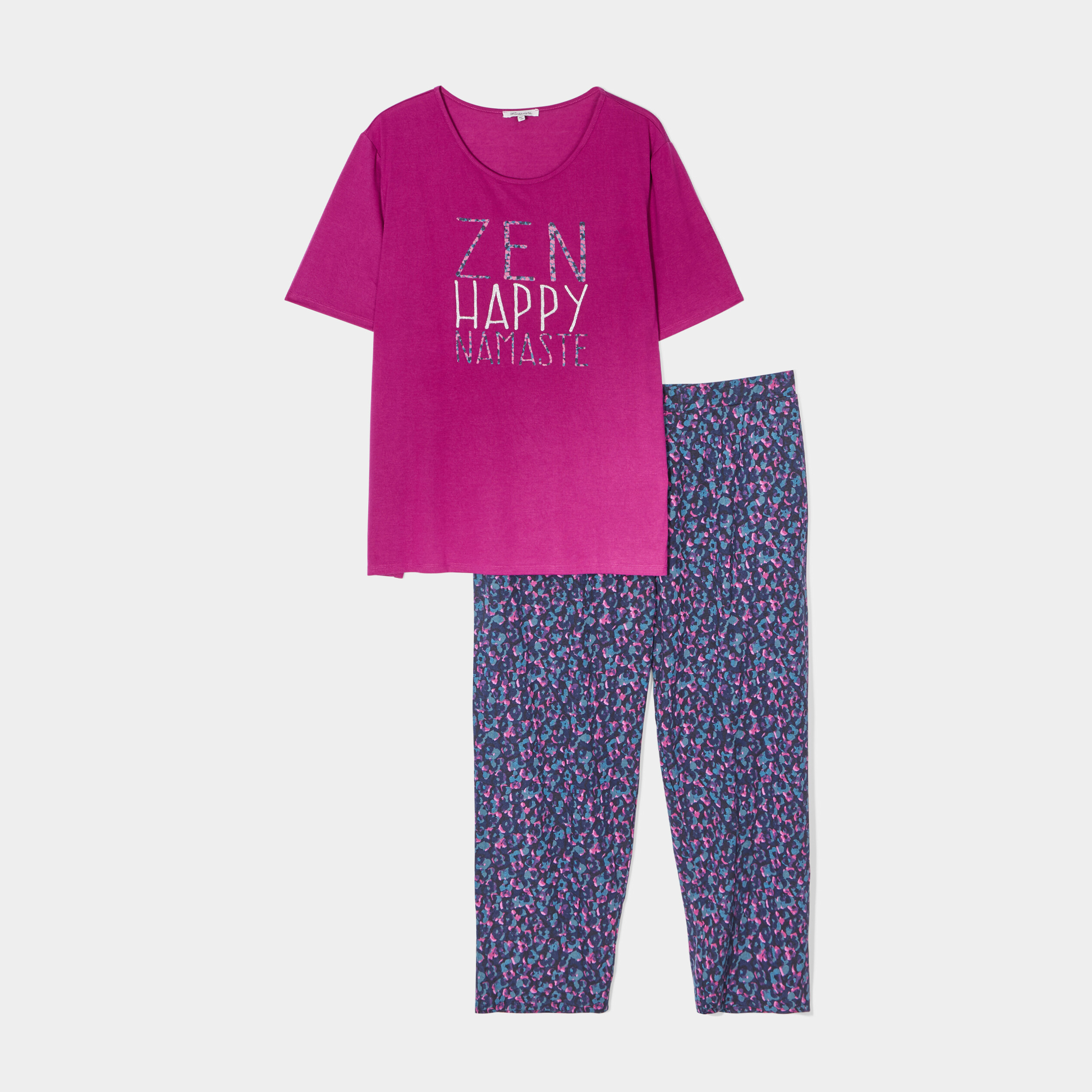 Ensemble pyjama pantalon 2 pièces bleu femme grande taille | La Halle