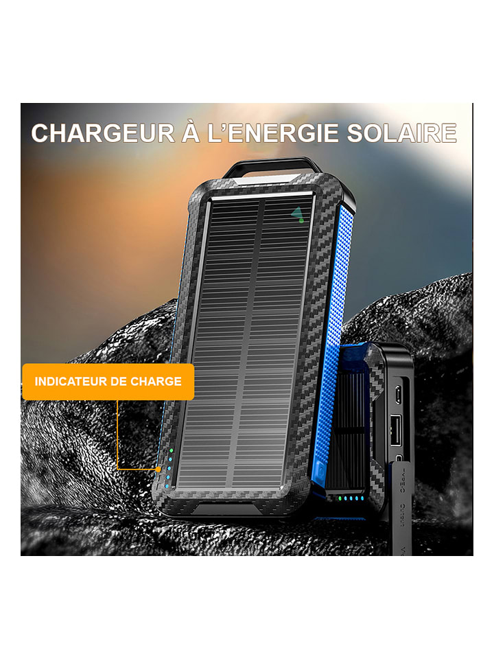 SmartCase Solar-Powerbank in Schwarz/ Blau - 20.000 mAh günstig kaufen onesize