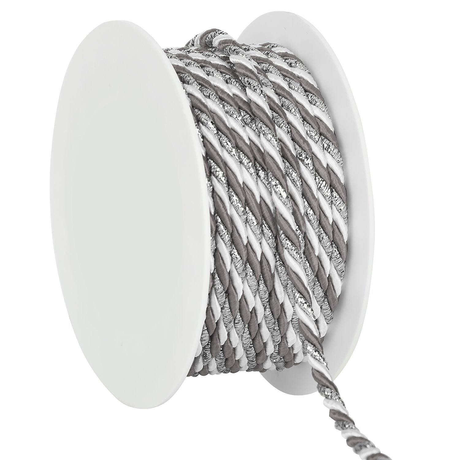 Kordel, weiß-grau-silber, 4 mm, 10 m
