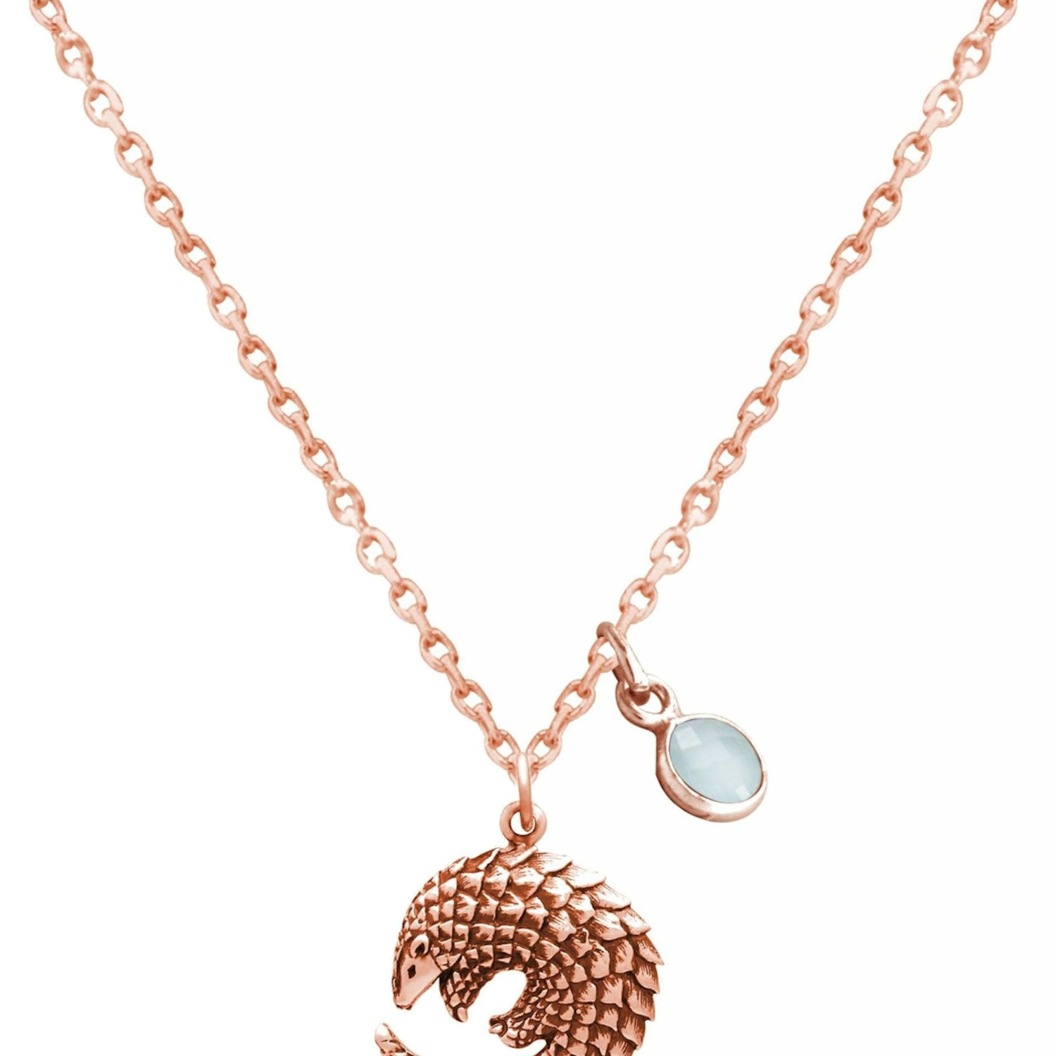 Halskette mit Anhänger '3-D Pangolin - Chalcedon'