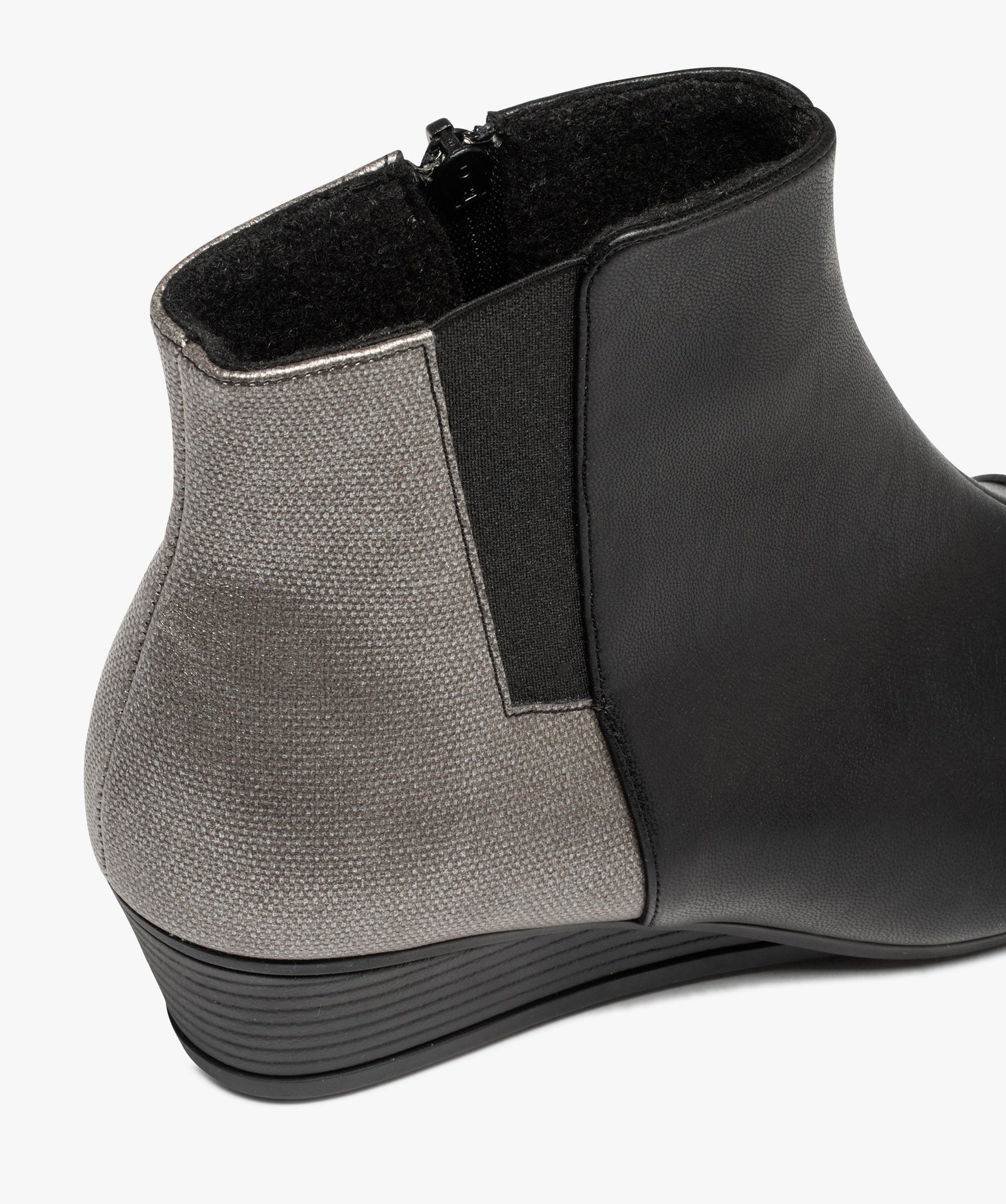 Boots femme confort à talon compensé noir | GEMO