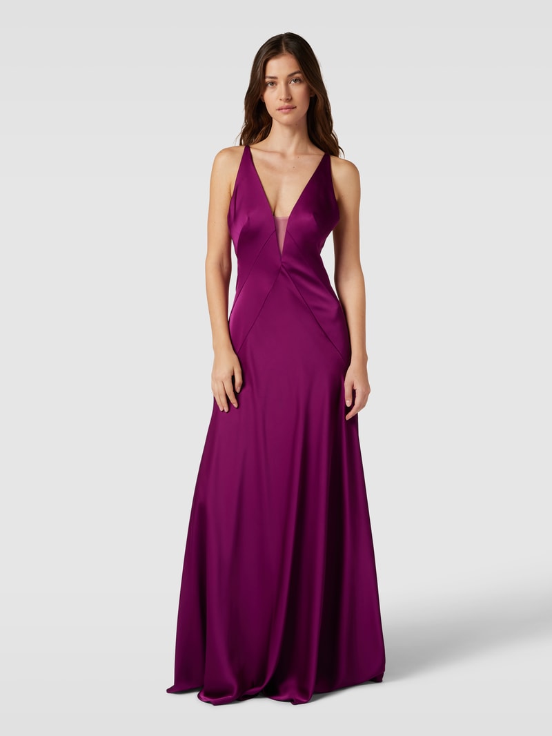 Abendkleid mit V-Ausschnitt in fuchsia
