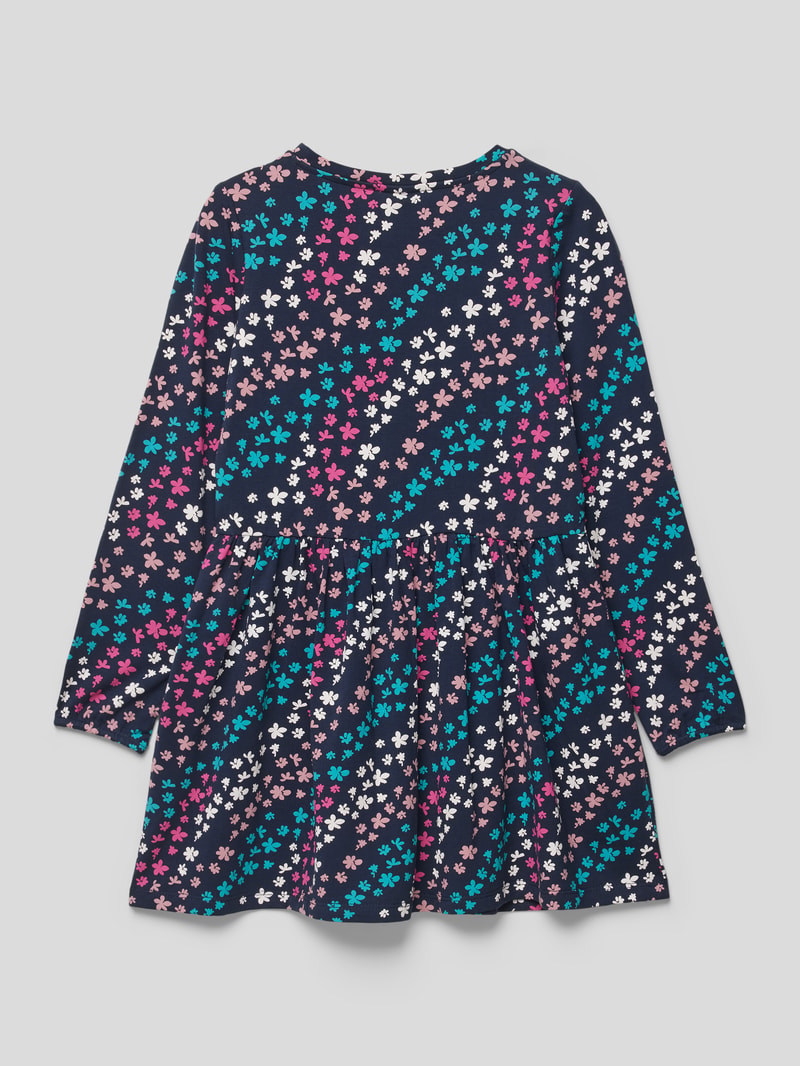 Kleid mit Allover-Muster Modell 'Back to School' in marineblau