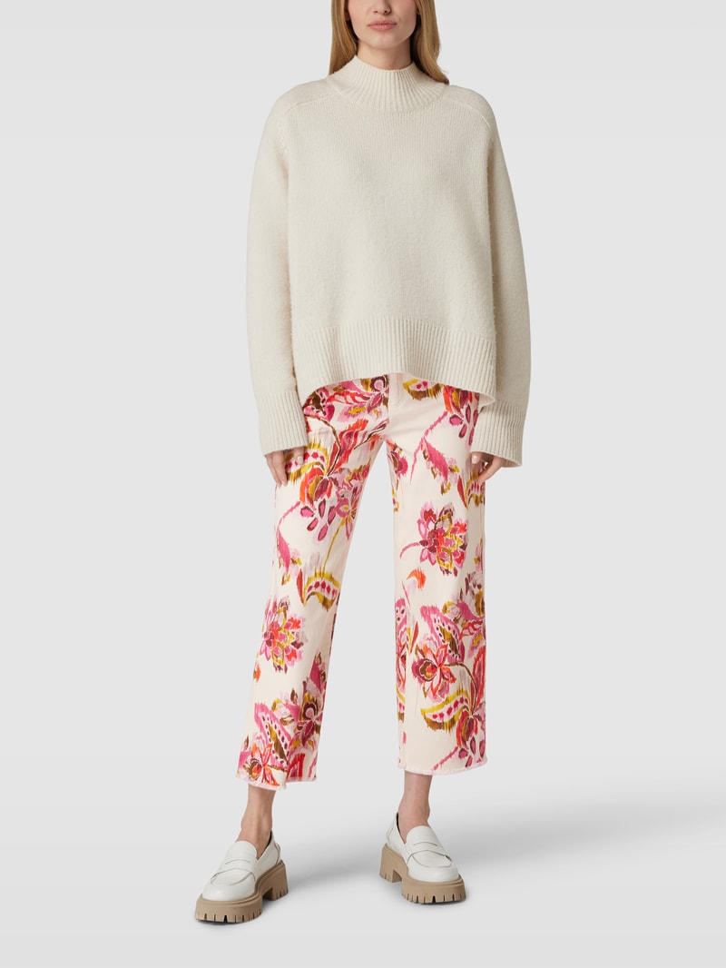 Cropped Jeans mit Allover-Muster Modell 'Kira' in weiß