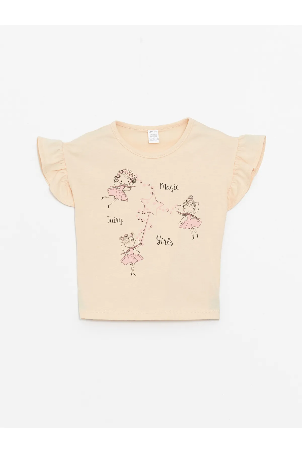 LC Waikiki  Bedrucktes, kurzärmliges Baby-Mädchen-T-Shirt mit Rundhalsausschnitt