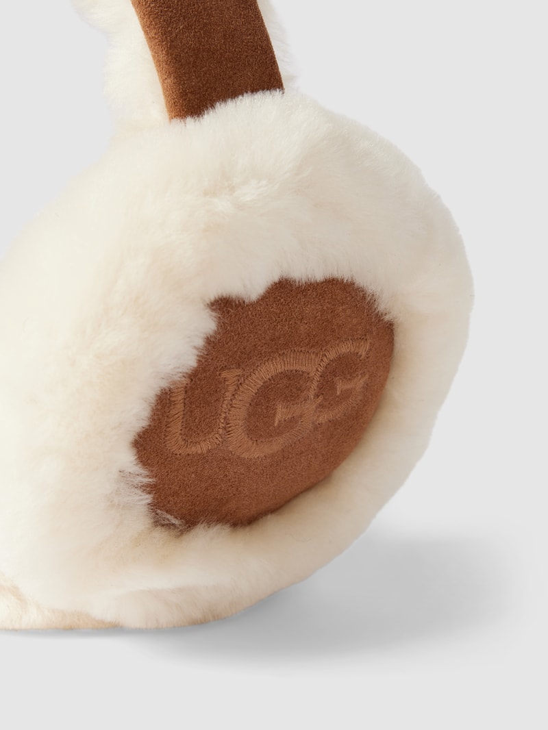 Ohrenwärmer aus Leder mit Label-Stitching Modell 'EMBROIDERY' in camel