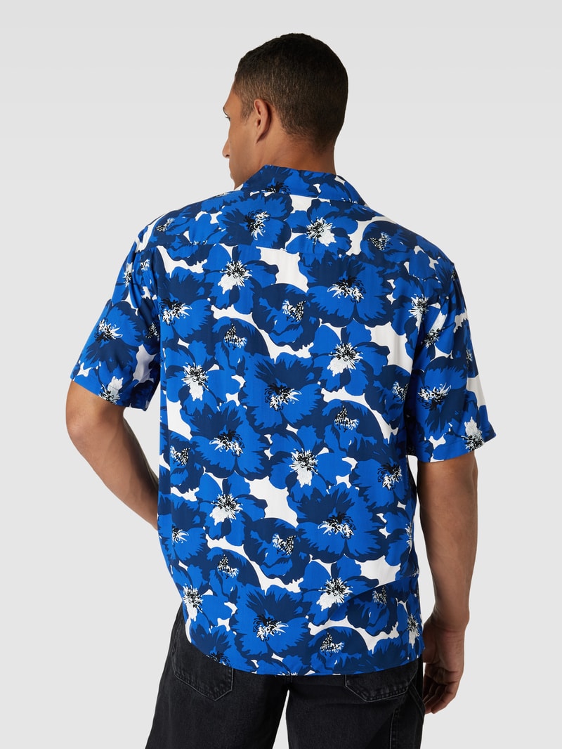 Freizeithemd aus Viskose mit floralem Muster in blau