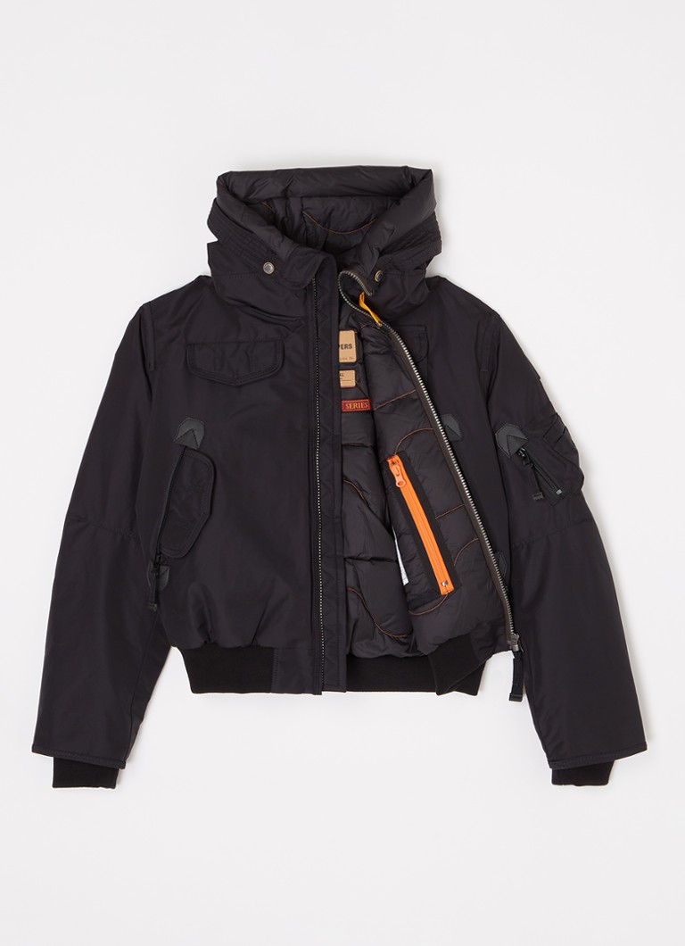 Jachetă bomber cu glugă Parajumpers Gort, izolată cu puf de gâscă.