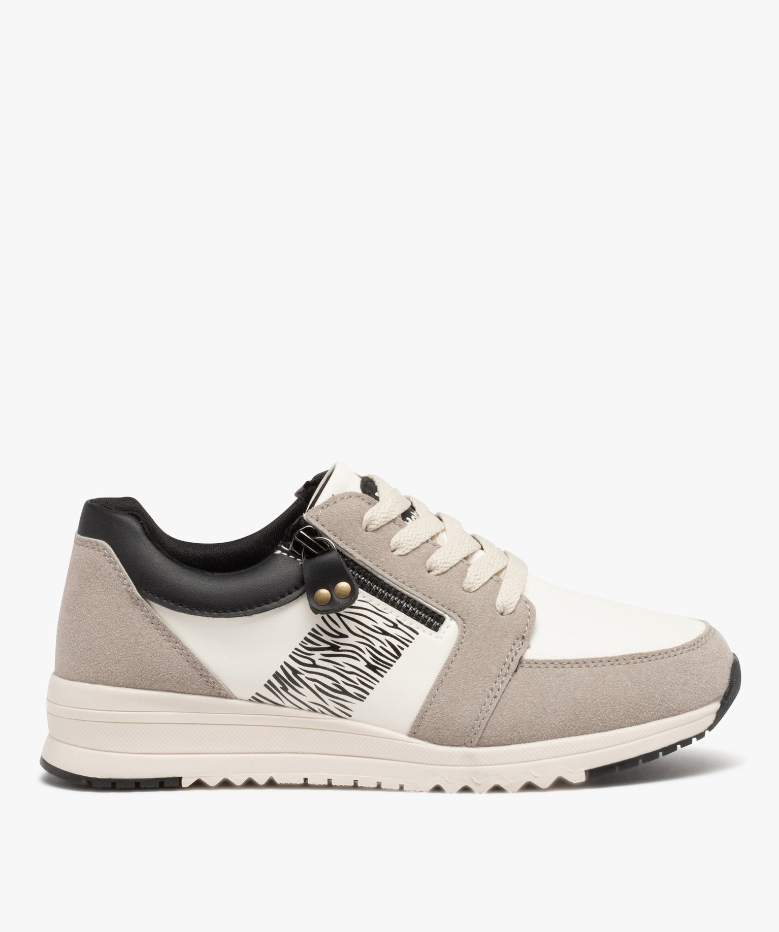 Baskets femme style casual avec détails fantaisie - Hobiz beige | GEMO