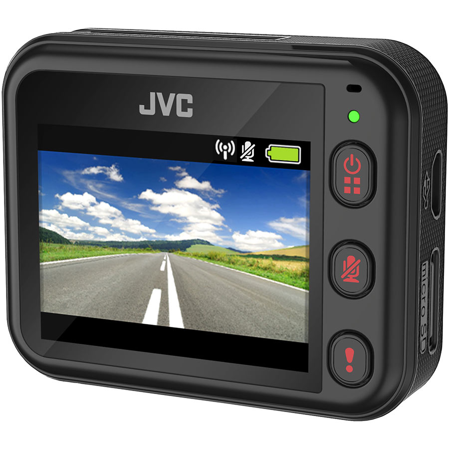 JVC Dashcam GC-DRE10-E mit Full-HD, integriertem Wifi, MicroSD bis 64 GB, 30 fps Bildrate und einer Smartphone App, inkl. 4 GB Speicherkarte - ATU