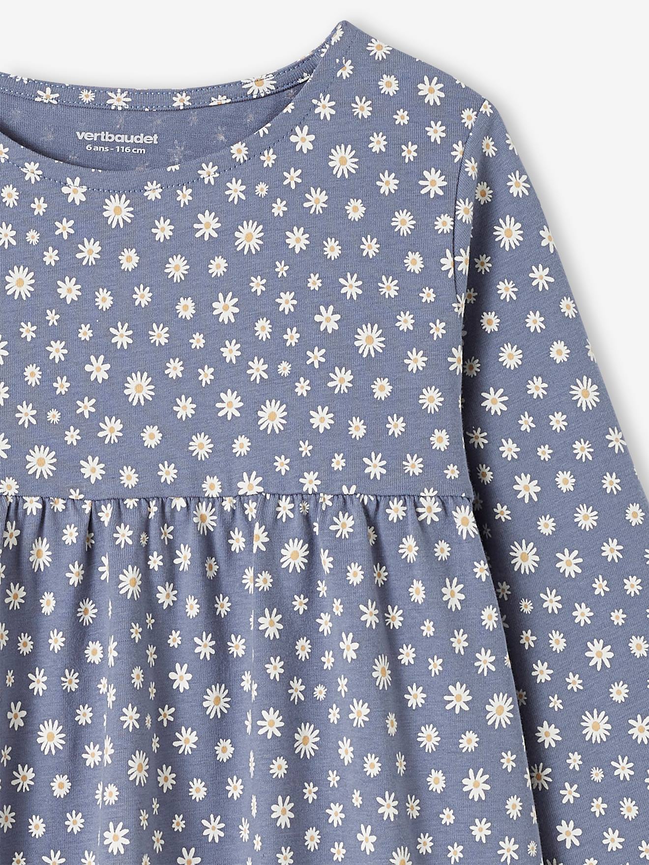 Ensemble fille cardigan et robe imprimée fleurs encre imprimé