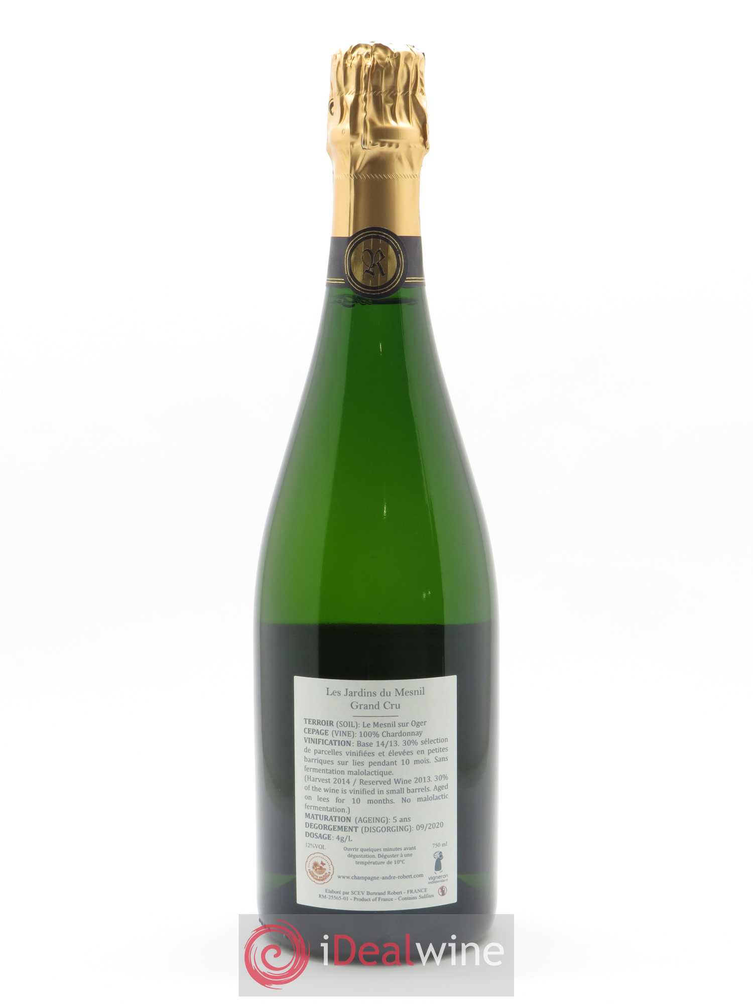 Brut Blanc de Blancs Jardins du Mesnil Grand cru André Robert   - Lot de 1 Bouteille