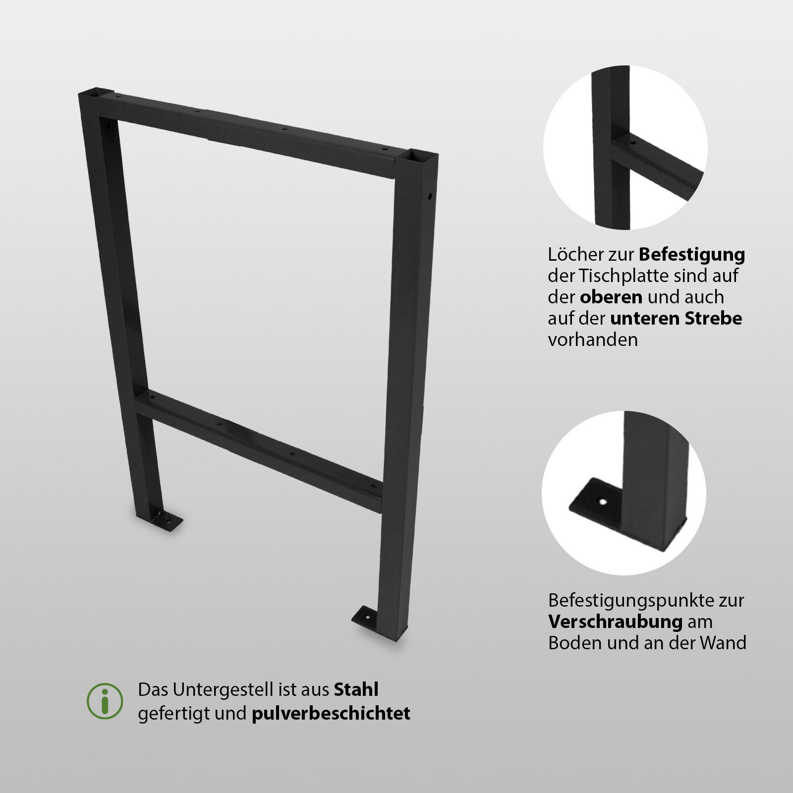 TRUTZHOLM Werkbank Werktisch Untergestell Stahlgestell Paar Traglast bis 200 kg schwarz, (Set)