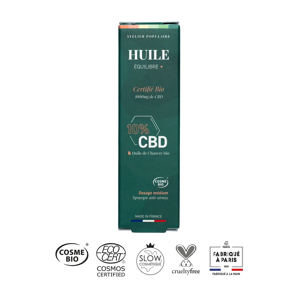 atelier populaire Huile Equilibre + CBD 10 % | 10 mL Huile sublinguale