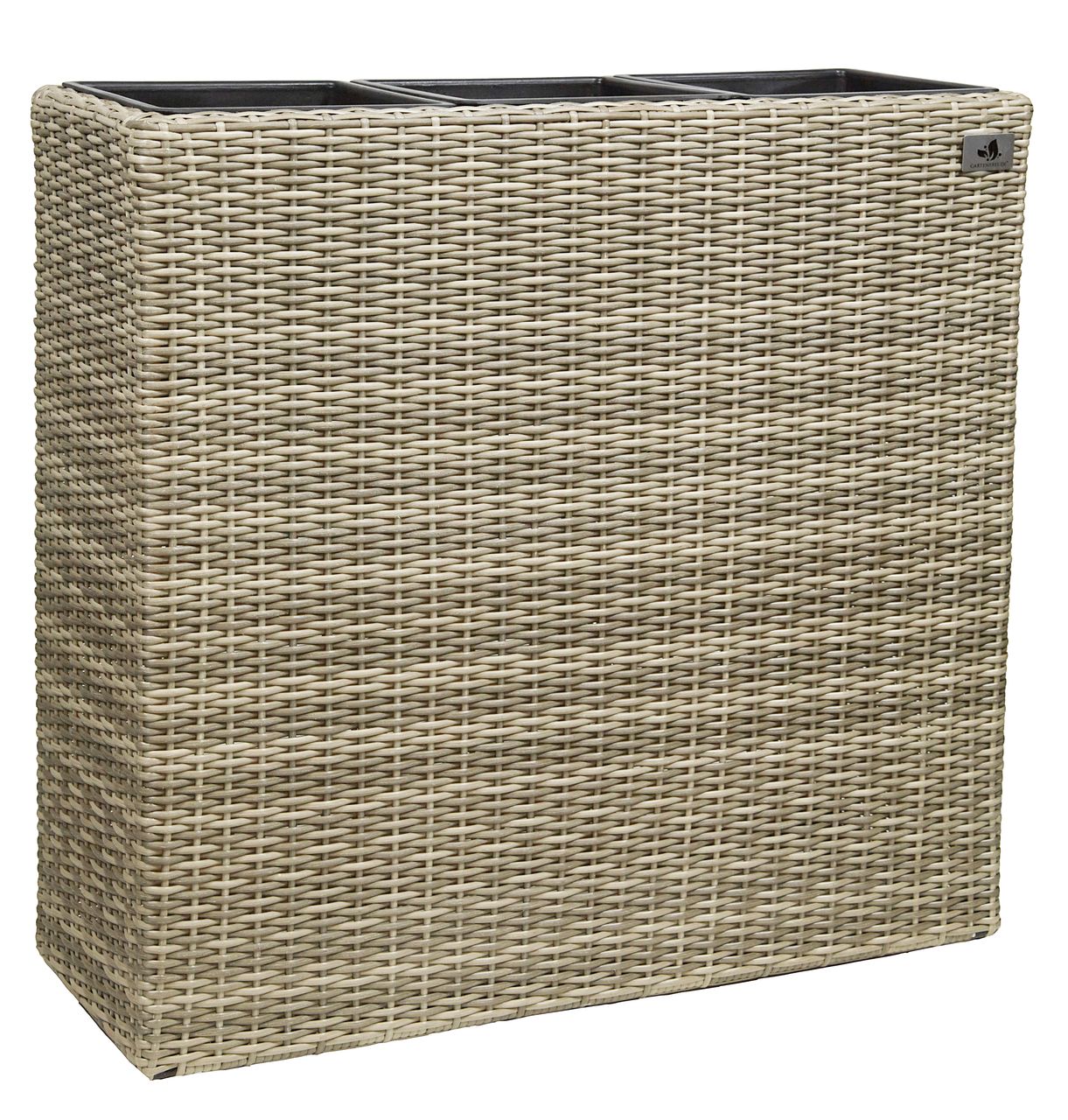 Weles Raumteiler Pflanzkübel Polyrattan 76x26x73cm, naturfarben, 3x Kunststoff-Einsätze
